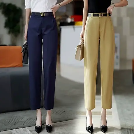 舒柔特抗皱西装镰刀裤女2023秋季新款高级感百搭职业九分直筒裤子图片