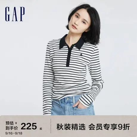 【女友T】Gap女装秋季2023新款时尚长袖POLO衫756049休闲上衣图片
