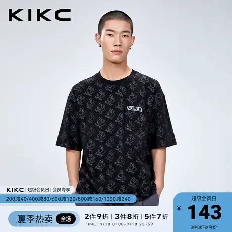 kikc男士短袖t恤2023春夏新款商场同款满印图案宽松潮流休闲上衣商品大图