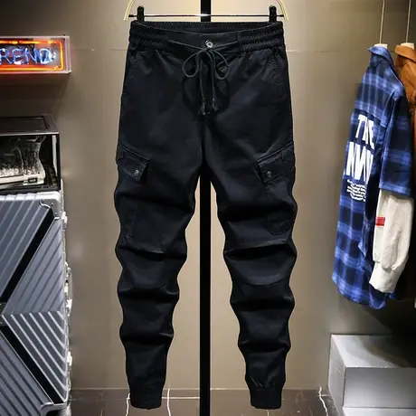 秋季工装裤男潮牌宽松束脚男士休闲长裤子男运动百搭抽绳小脚男装商品大图