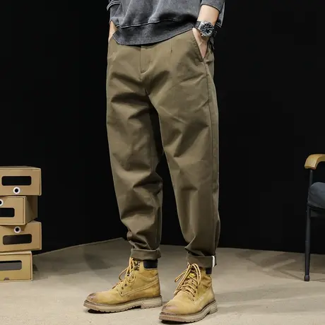 直筒休闲裤男春秋2023新款宽松大码男士西裤弹力美式工装裤子男裤商品大图