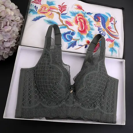 无钢圈无海绵显胸小内衣大码文胸薄款胖mm调整型聚拢收副乳薄模杯商品大图