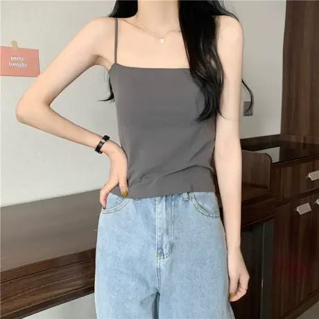 辣妹短款内搭小吊带内衣夏季新款外穿带胸垫背心女装黑色美背上衣图片