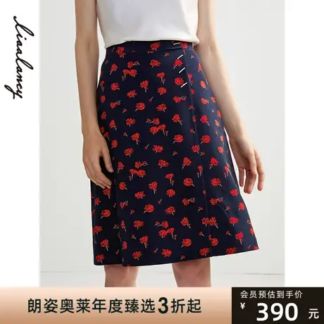 朗姿奥莱冬季半身裙春夏短裙印花碎花简约半截裙图片