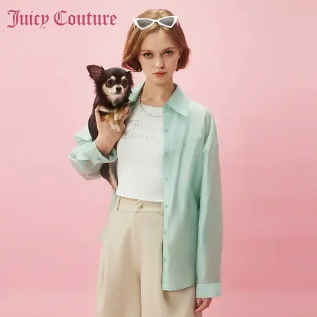 Juicy Couture橘滋2024新款轻质随性刺绣透感后开衩女式衬衫商品大图