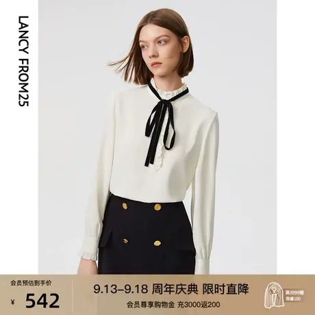 朗姿法式复古别致设计感气质漂亮高级感上衣女2023春秋季新款衬衫商品大图