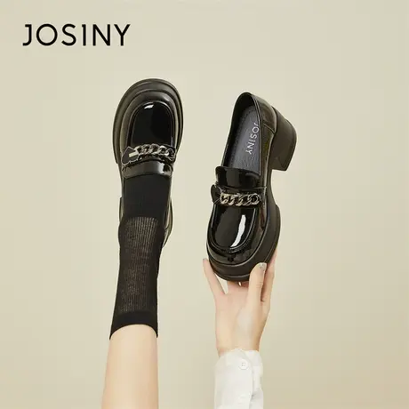 Josiny/卓诗尼乐福鞋女2024春季新款JK制服鞋黑色小皮鞋厚底单鞋商品大图