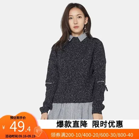 【断码XS/S】艾格冬季女装纯色套头长袖休闲羊毛毛针织衫Y85商品大图