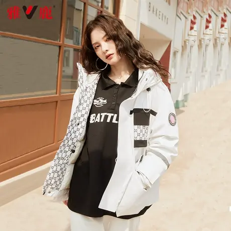 yaloo/雅鹿白色工装羽绒服冬季女短款2022年新款小个子韩版外套潮商品大图