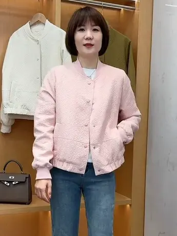 2023年春季新款韩版宽松立领短款棒球服外套女肌理感夹克上衣潮款商品大图