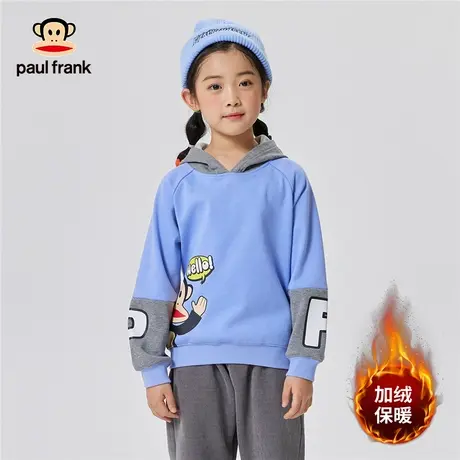 大嘴猴童装儿童加绒卫衣男童连帽2023秋冬新款中大童女童保暖上衣商品大图