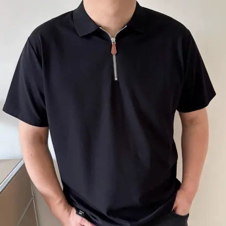 DAEVU夏季大码男装半拉链胖人加肥加大男士休闲翻领t恤短袖polo衫商品大图