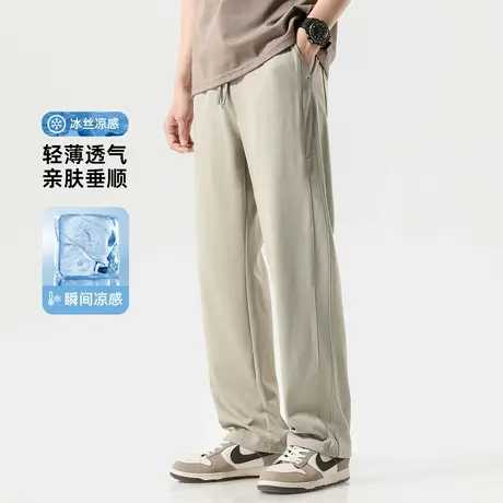 hansca凉感智能速干冰丝休闲裤男款2025夏季轻感卫裤直筒运动裤子商品大图
