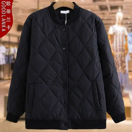 加肥加大码女装中老年秋冬羽绒棉服200斤胖妈妈宽松加厚棉衣外套图片