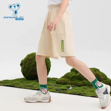 KD真维斯新款潮流百搭字母男童裤子休闲舒适中大童可爱卫衣短裤商品大图