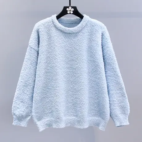 温柔风甜美软糯套头毛衣女秋冬2023新款宽松慵懒风加厚打底针织衫商品大图