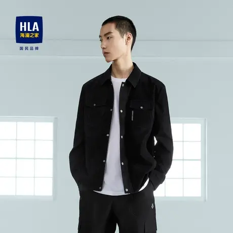 HLA/海澜之家几何印花夹克翻领植绒拉链休闲外套男图片