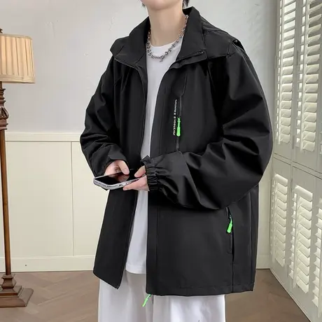 日系外套男连帽春秋款潮牌宽松休闲夹克男山系户外登山运动冲锋衣商品大图