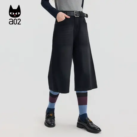 a02宽松牛仔短裤女2025新款秋季直筒5分裤休闲设计感裤子通勤穿搭商品大图