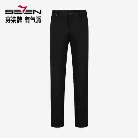 柒牌清仓男装休闲裤男秋冬新款针织弹力舒适百搭加厚黑色直筒长裤商品大图
