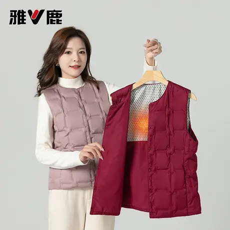 yaloo/雅鹿轻薄羽绒马甲女2025新款冬季修身保暖防风内搭圆领马夹图片