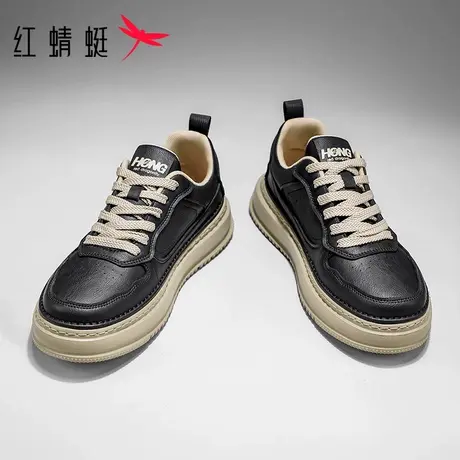 红蜻蜓男鞋秋季新款美式复古皮面板鞋男厚底增高百搭休闲鞋运动鞋商品大图