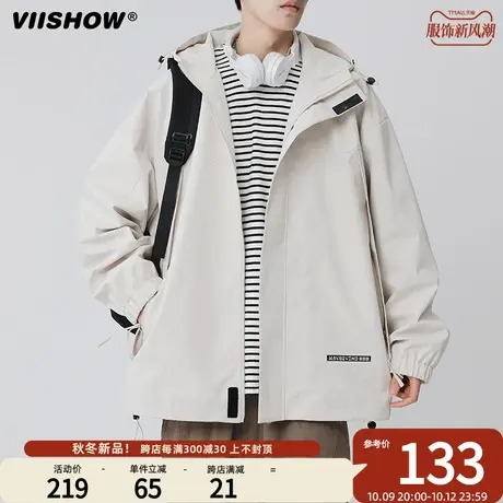 VIISHOW冲锋衣外套2023秋季新款男日系连帽上衣男生宽松百搭夹克商品大图