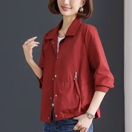 女士外套春秋季新款宽松加大码女装中年妈妈休闲洋气显瘦夹克上衣图片