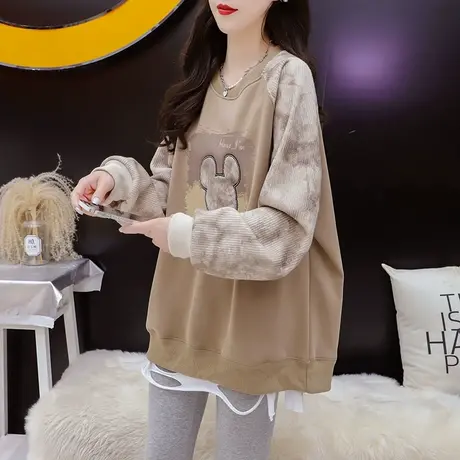 加绒加厚卫衣外套女2023新款秋冬季爆款洋气宽松chic复古港味上衣图片