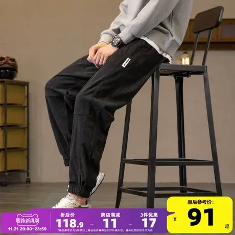唐狮2023秋冬新款灯芯绒裤子男款休闲裤韩版宽松运动长裤子潮牌商品大图