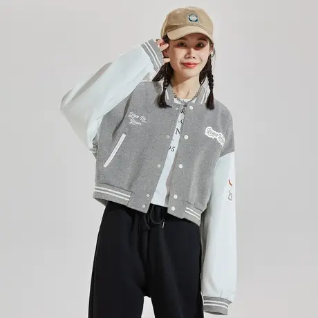 唐狮棒球服女士上衣学生春秋美式撞色拼接小香风短款外套运动潮商品大图