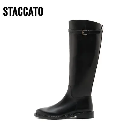 思加图冬季新款英伦风加绒骑士靴低跟长筒靴女皮靴子D5858DG1商品大图