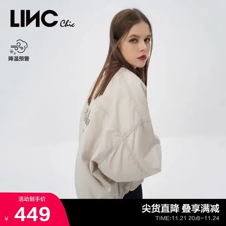 LINCCHIC金羽杰羽绒服女轻薄短款羽绒服飞行员夹克外套Y22801072Y商品大图