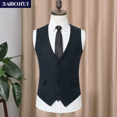 呢子西装马甲男秋冬季韩版修身青年商务英伦西服马夹男坎肩背心潮图片
