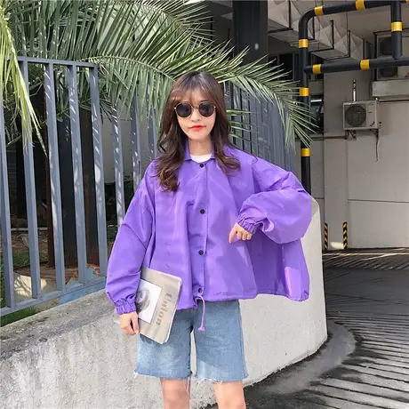 夏季韩版ulzzang原宿风bf宽松短款防晒衣服薄外套怪味少女学生潮图片