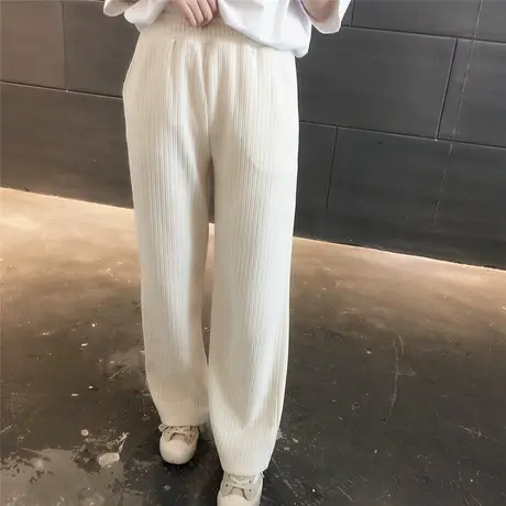 阔腿裤女2024年新款春秋宽松运动休闲灯芯绒女裤拖地裤条绒直筒裤图片