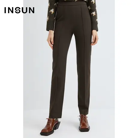 INSUN恩裳线上专选冬季百搭磨毛休闲小脚裤图片