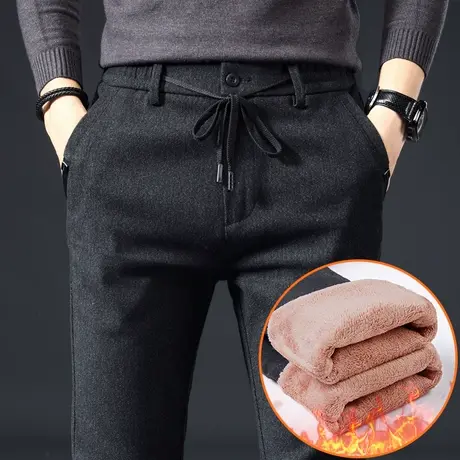 男裤秋冬天冬季加绒裤子加厚保暖春裤潮流休闲长裤男士外穿加棉裤商品大图