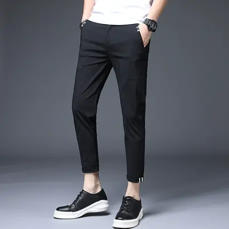 九分裤男修身小脚西装西裤子西服上班工作透气冰丝夏季薄款休闲裤商品大图