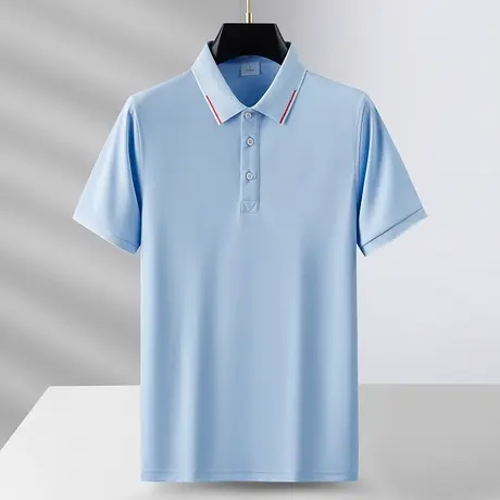 男士polo衫2023夏季重磅潮流简约翻领纯色上衣宽松休闲短袖体恤男商品大图
