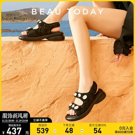 BeauToday魔术贴凉鞋女新款夏季休闲时尚BT厚底凉鞋女2024年新款图片