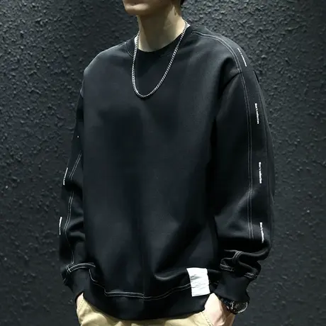 潮牌卫衣男纯色舒适卫衣男百搭高档男士卫衣宽松潮流百搭男款卫衣图片