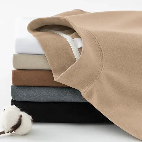 重磅半高领德绒打底衫长袖t恤男2024新款纯色小衫双面绒中领秋衣商品大图