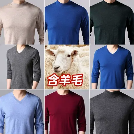 【含羊毛】罗蒙男士商务休闲针织衫2023秋冬新款中青年保暖毛衣男图片