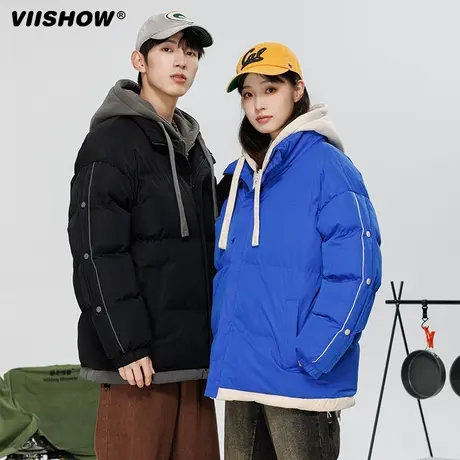 VIISHOW潮流冬外套男连帽新款棉衣男加厚宽松休闲棉服青少年棉袄商品大图