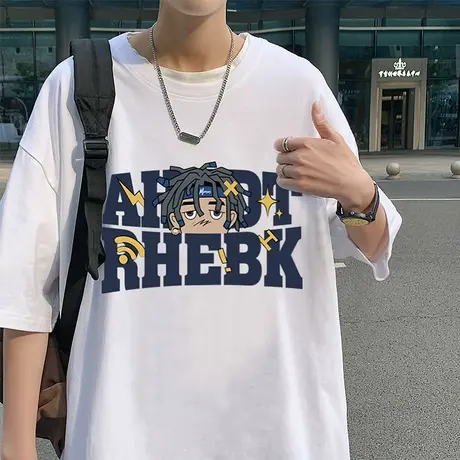 立体发泡印花纯棉短袖t恤男夏季2024新款宽松ins美式体恤圆领休闲商品大图