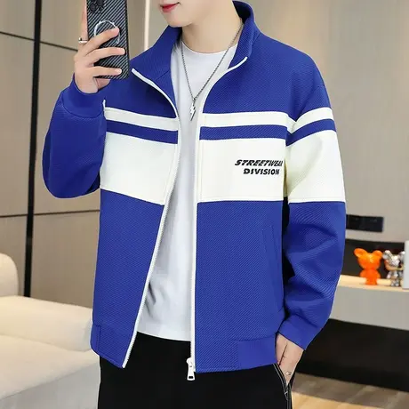 港士博休闲运动立领夹克男士外套秋季拼接撞色青少年学生上衣男装商品大图