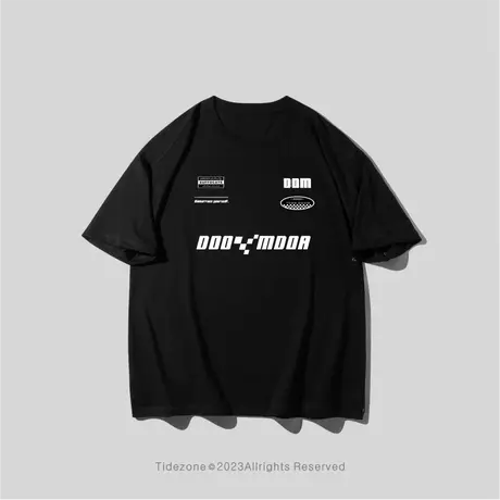 Ohlyah夏季美式复古机车印章字母印花短袖T恤男女款宽松潮牌半袖商品大图