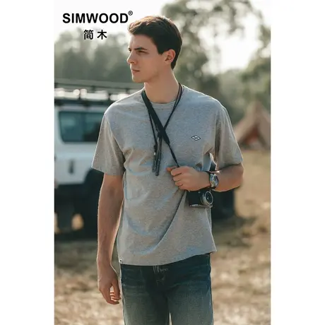 Simwood简木男装【宽松版型】夏装新品重磅300g刺绣圆领短袖T恤男商品大图