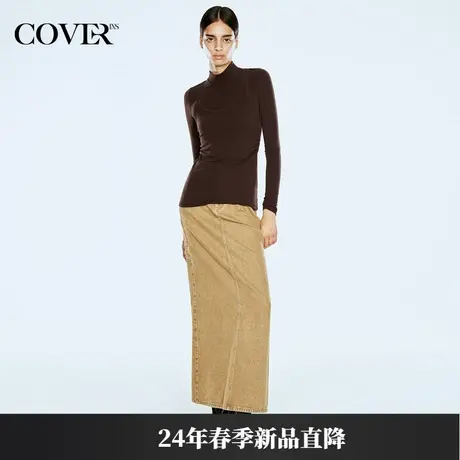 COVER2024春款修身假两件羊毛混纺打底衫商品大图